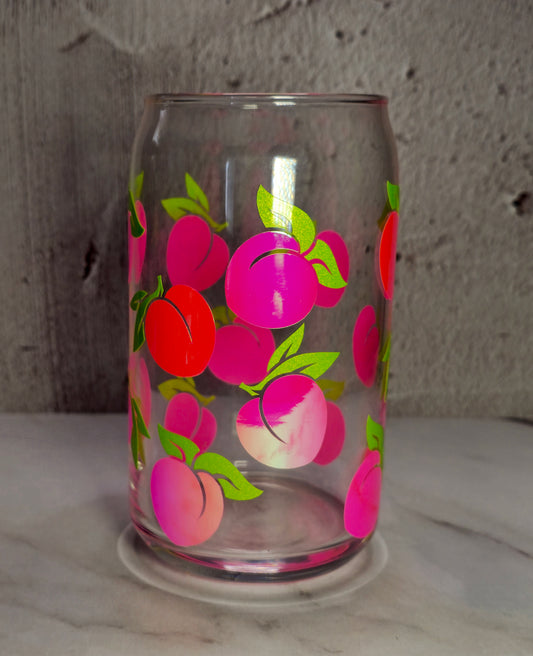 Peach Glass Can 16 oz