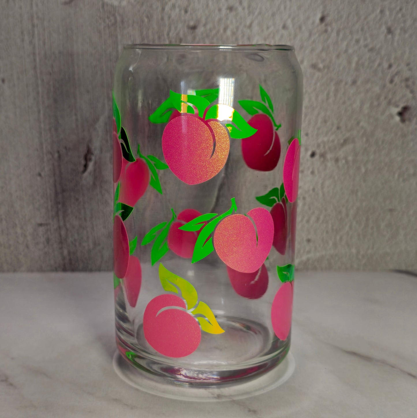 Peach Glass Can 16 oz