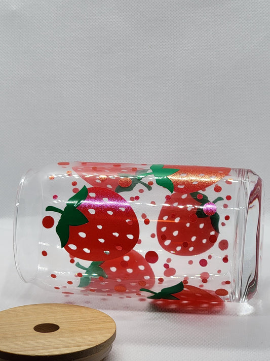 Strawberry 16 oz glass can
