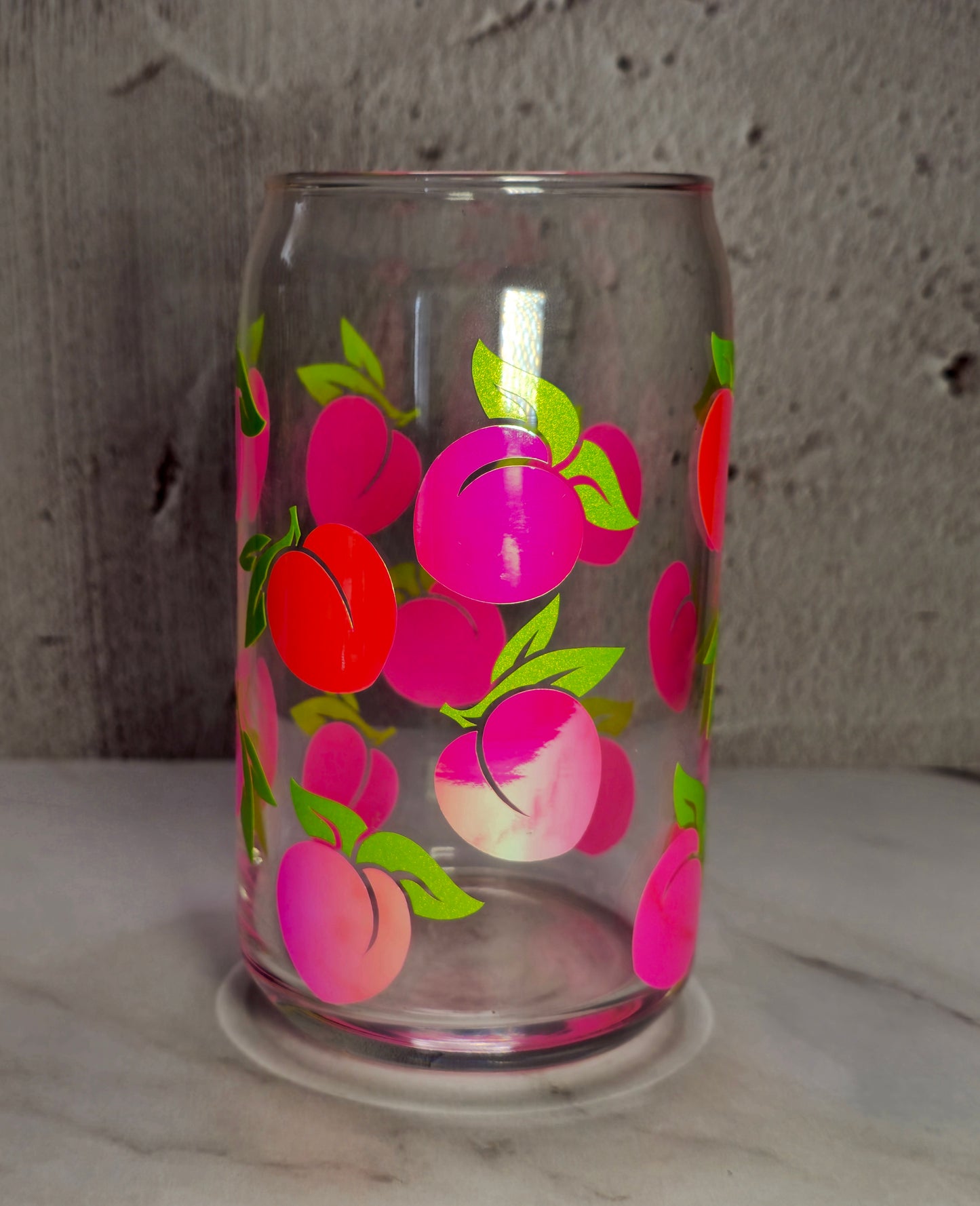 Peach Glass Can 16 oz